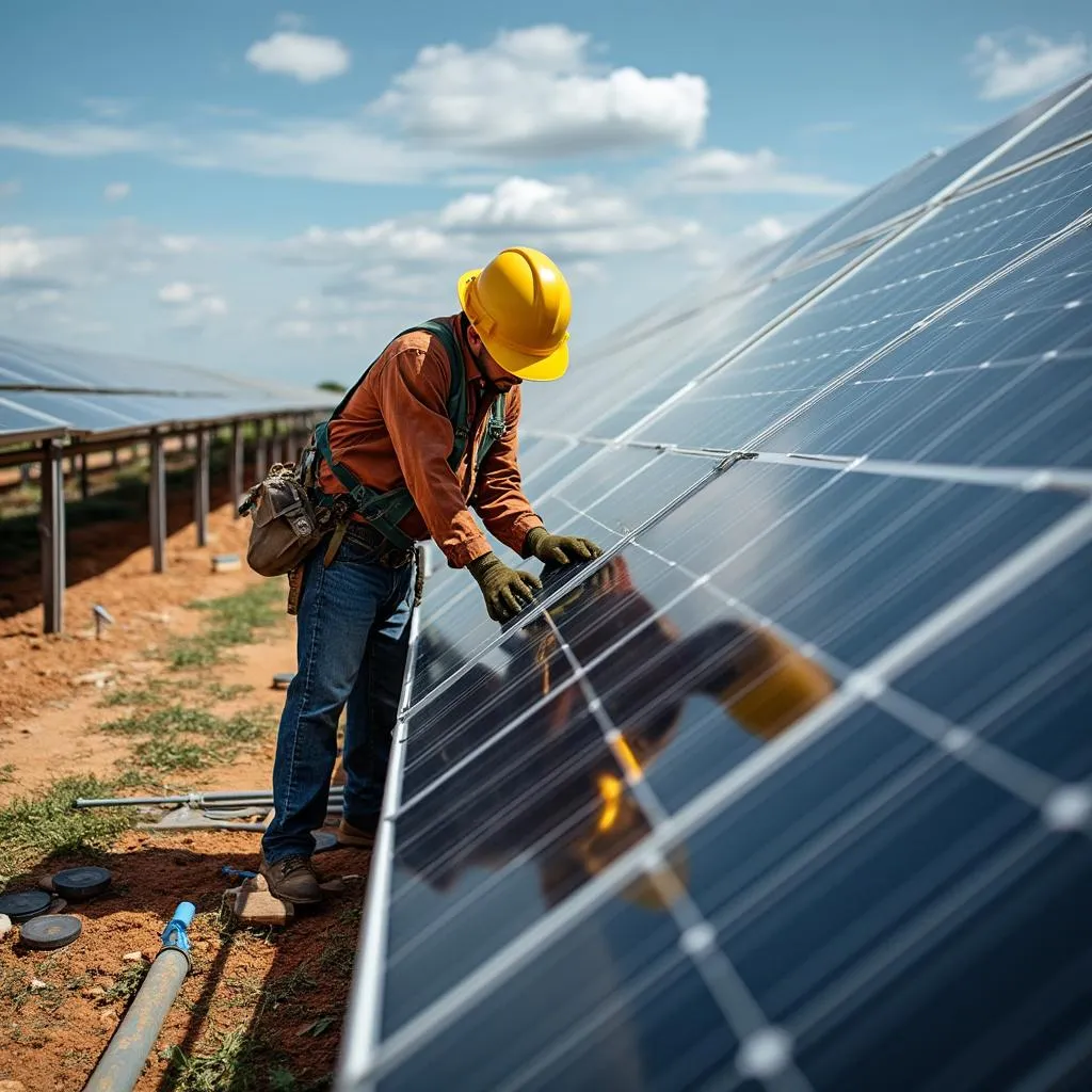 Instalación solar industrial complejo